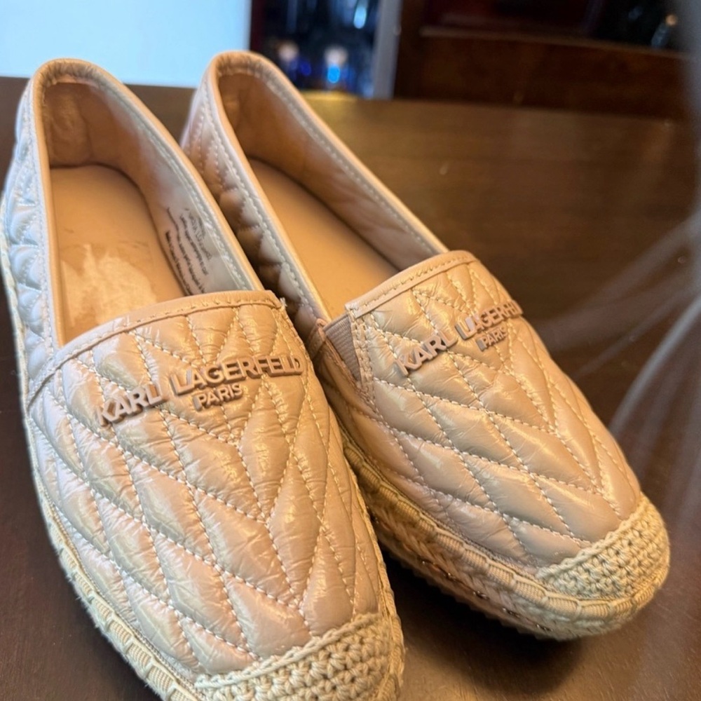Karl Lagerfeld Quilted Cream Espadrilles